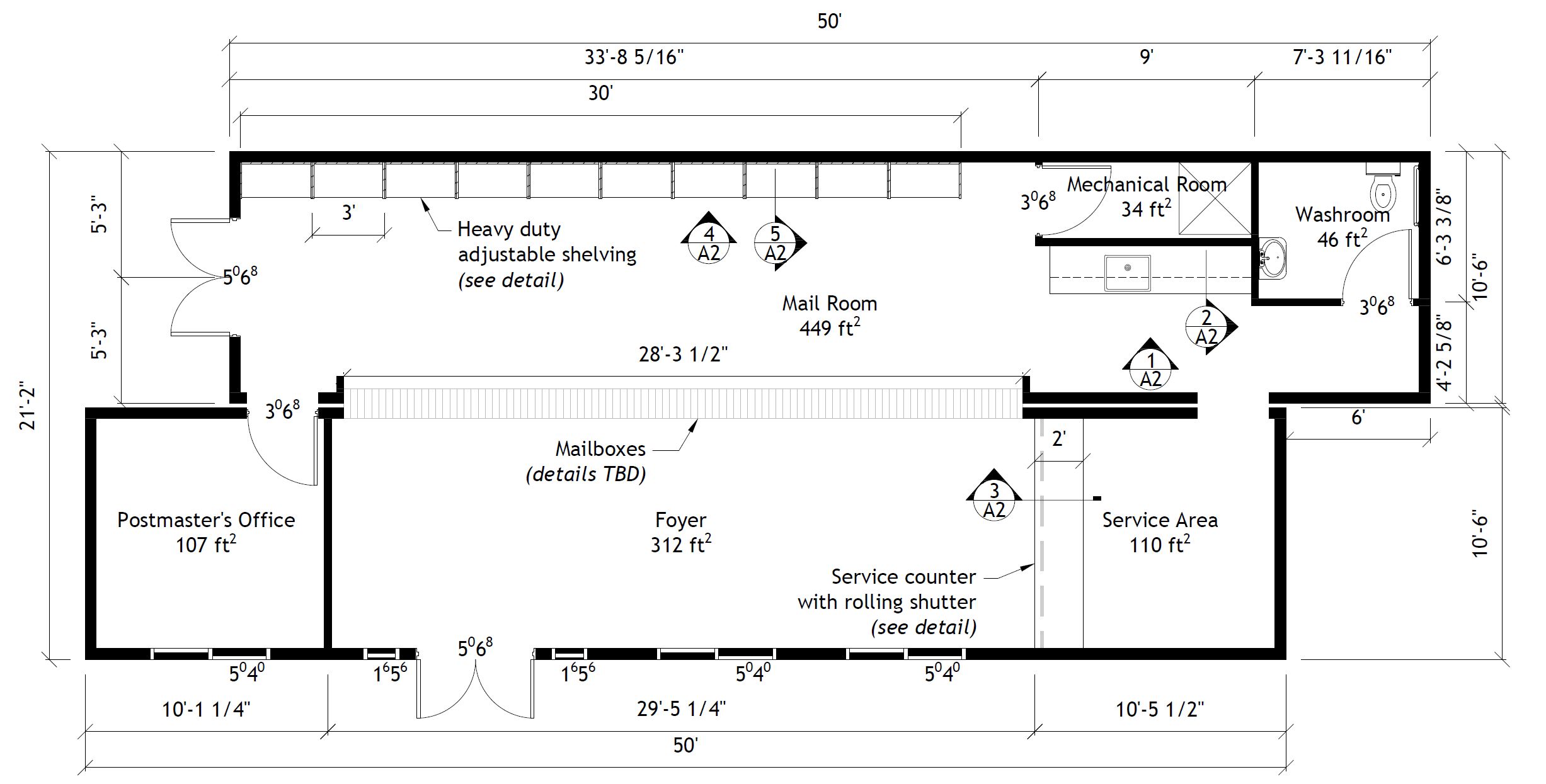 20 x 50 Modular Postoffice Floorplan