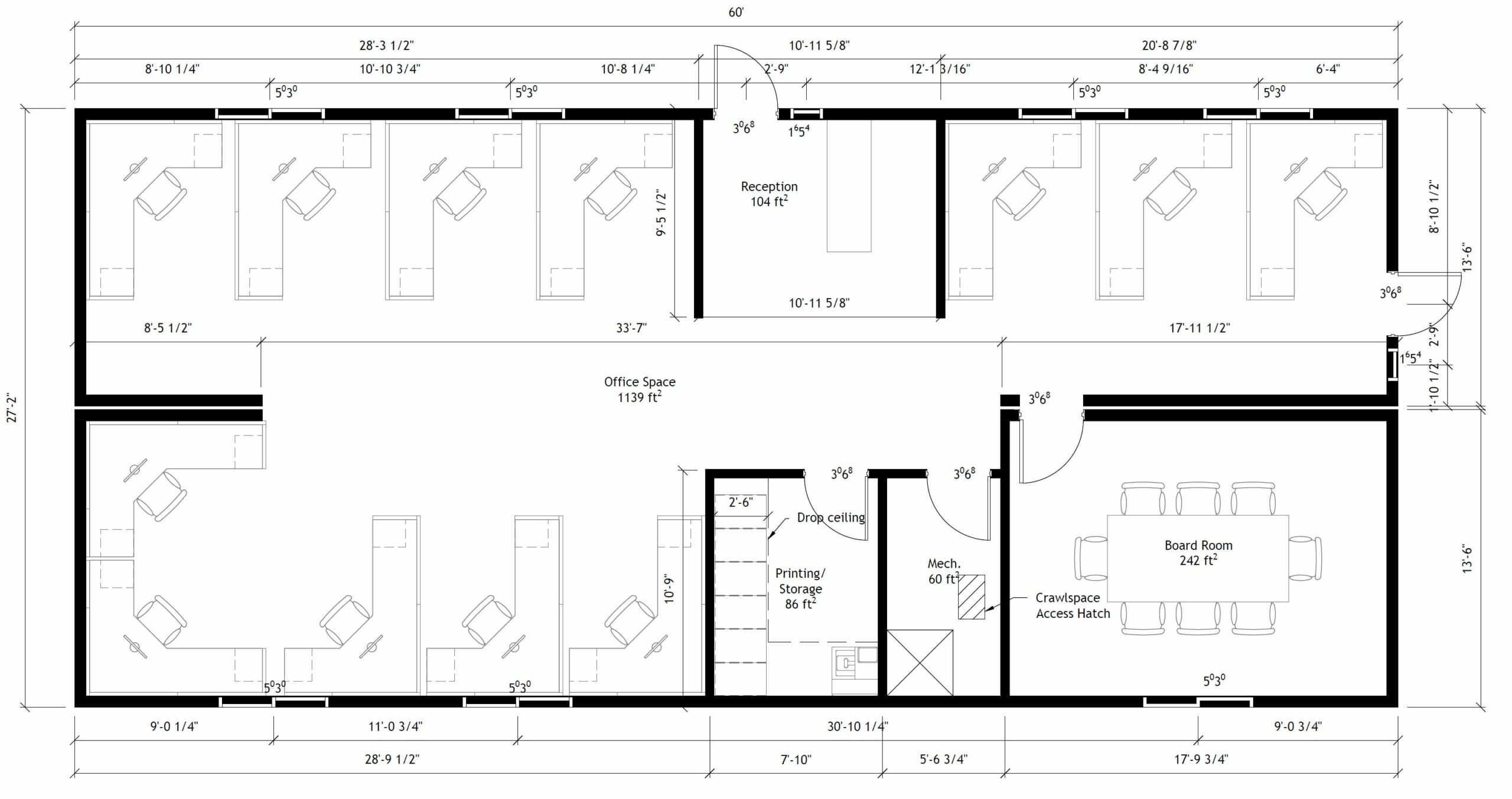 28 x 60 Modular Office Floorplan